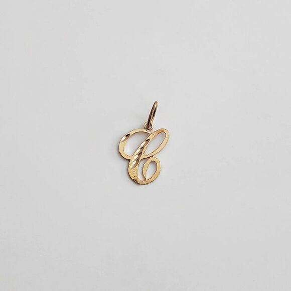 14k Real Gold Initial "C" Pendant | Charm- Real 14k Gold Letter "C" Pendant - Picture 4 of 15
